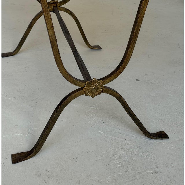 Bronze Pair of Hand Forged Spanish Gilt Iron Benches With Twisted Stretchers For Sale - Image 8 of 12