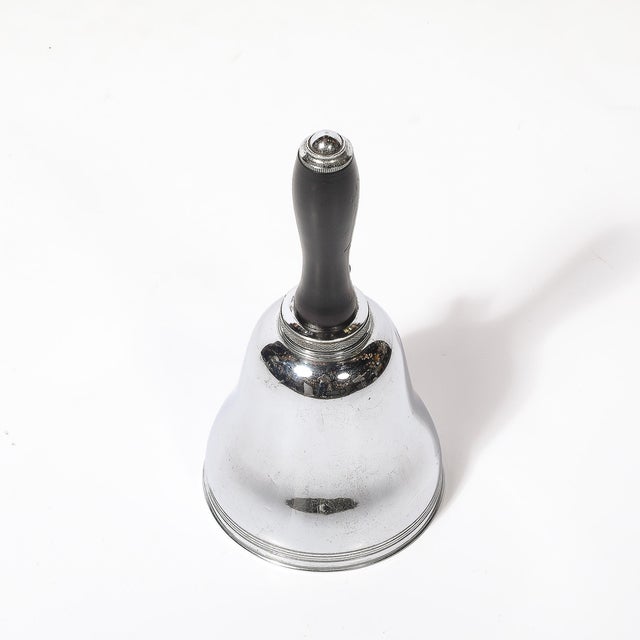Art Deco 1930s Art Deco Chrome Town Crier Bell Form Cocktail Shaker W/ Ebonized Walnut Handle For Sale - Image 3 of 13