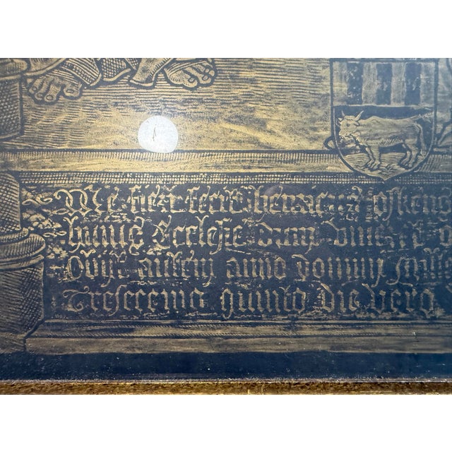 Large Antique Religious Brass Rubbing of the 1535 Memorial of Canon Henry Oskens For Sale - Image 10 of 15