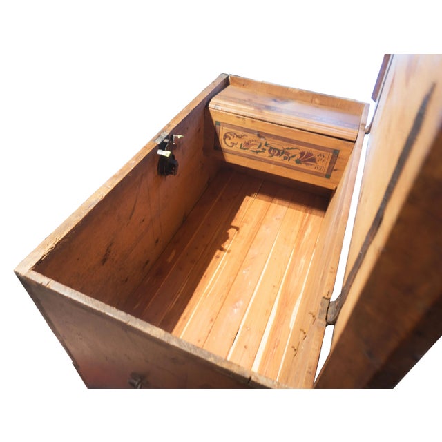 Wood Large and Period, Carved and Painted, Baroque Fruitwood Chest, Circa 1780 For Sale - Image 7 of 10