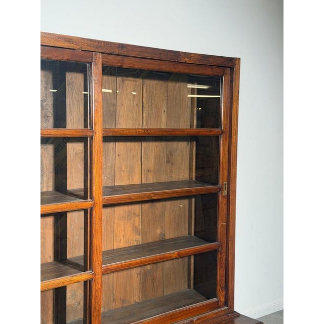 Teak Sliding Door Display Cabinet For Sale - Image 5 of 10