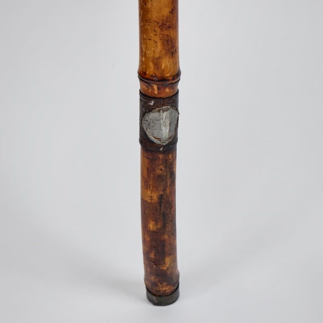 Antique Chinoiserie Tortoiseshell Bamboo + Grass Cloth Side Table For Sale In Los Angeles - Image 6 of 13