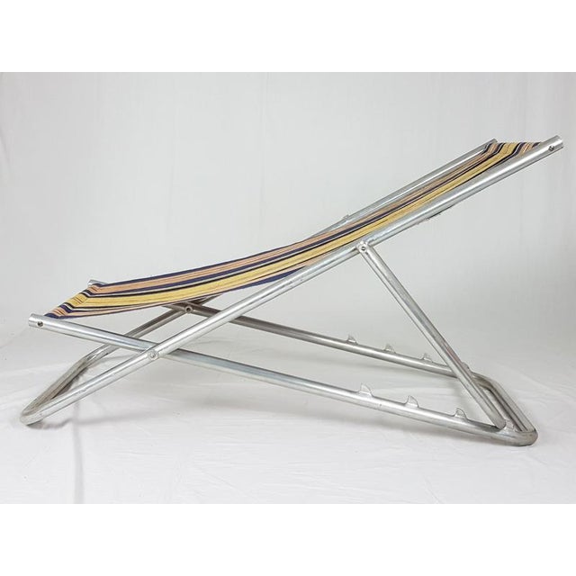 Italian Fabric & Aluminum Deck Chairs, 1950s, Set of 2 For Sale - Image 15 of 18