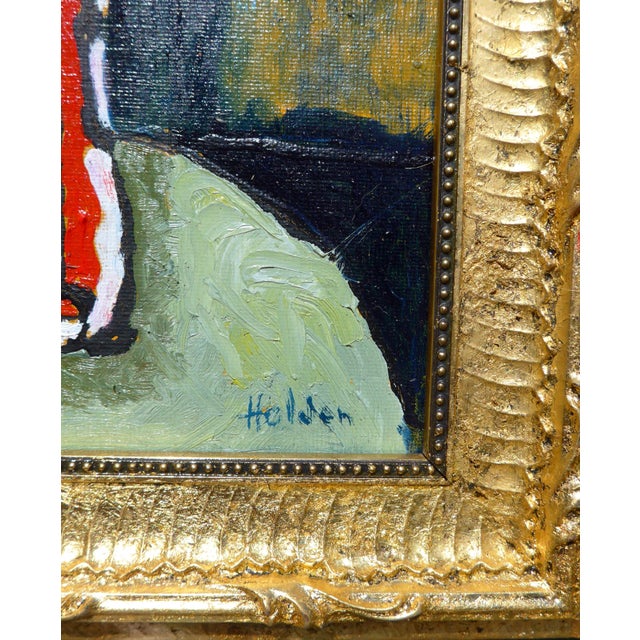 "Fancy Flowers" Oil in a Gilded Gold Frame For Sale - Image 4 of 8