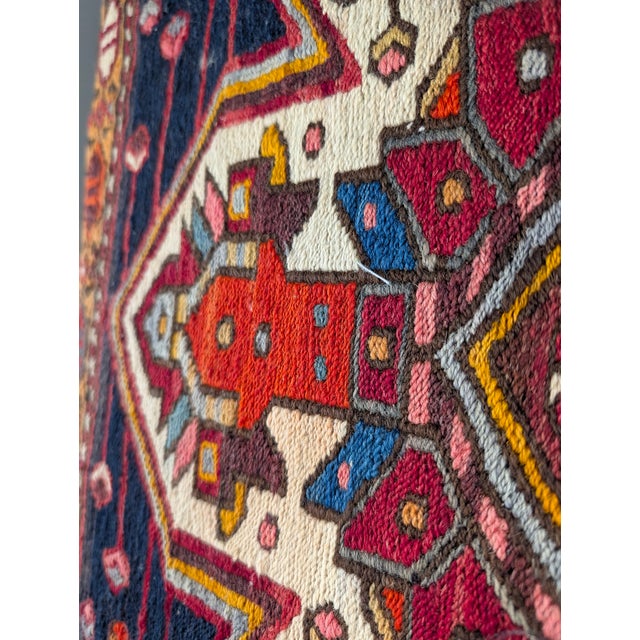 Large Mid-Century Caucasian Wool Kilim Soumak Floor Cushion, 1950s For Sale - Image 13 of 18