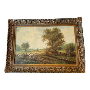 Antique 19th Century Pastoral Landscape C M Chase