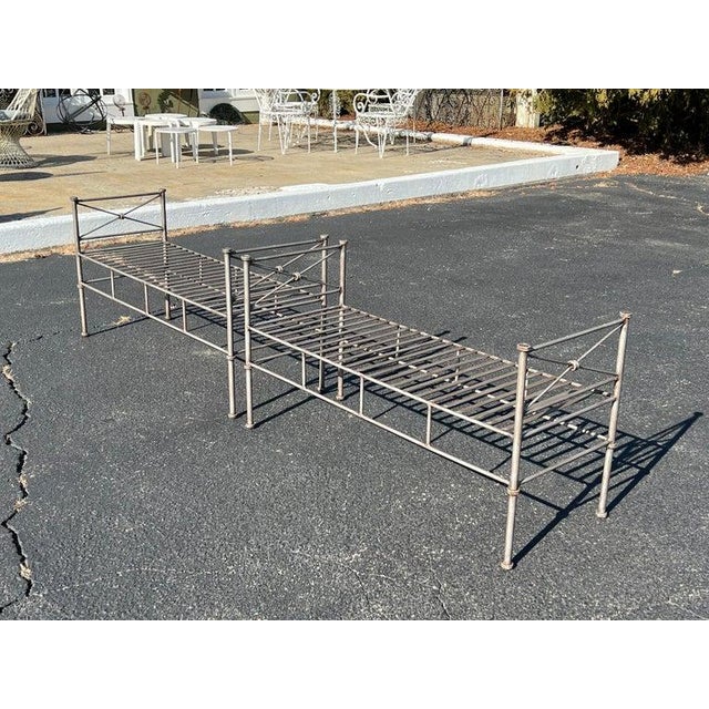 Pair of Silver Colored Iron Benches or Settees For Sale - Image 15 of 17
