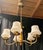 1960s Brass and Wood Midcentury Modern 5-Light Chandelier With Fluted Frosted-Glass Shades For Sale - Image 12 of 12