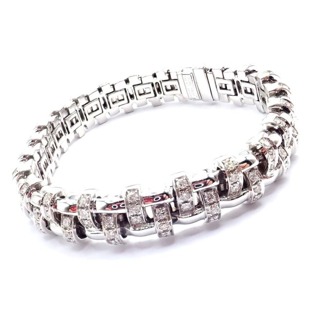 Contemporary Tiffany & Co. Vannerie White Gold Basket Weave Diamond Bracelet For Sale - Image 3 of 13