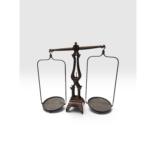 Late 19th Century Antique French Breveté s.g.d.g. Cast Iron Two-Pan Balance Scale, Circa 1890 For Sale - Image 5 of 7