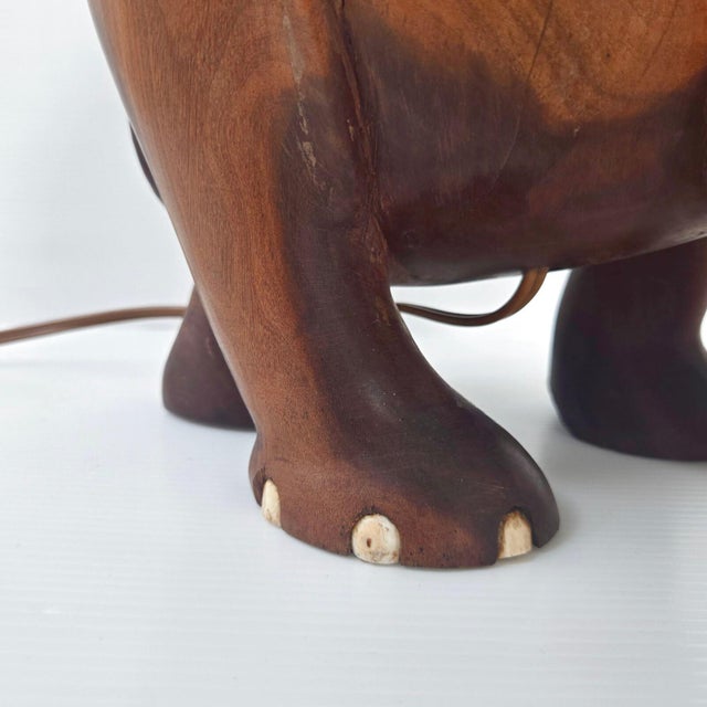 Brown Vintage Art Deco Elephant Lamp in Wood, 1940s-1950s For Sale - Image 8 of 16