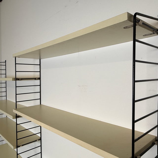 Black Vintage Wall Rack with Off-White Shelves from Kajsa & Nils Nisse Strinning, 1960s For Sale - Image 8 of 9
