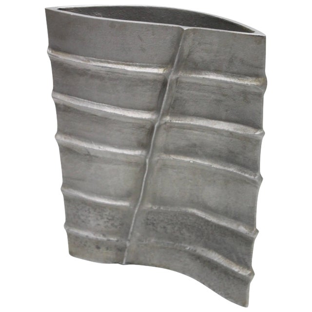 Signed Modernist Aluminum Vase For Sale