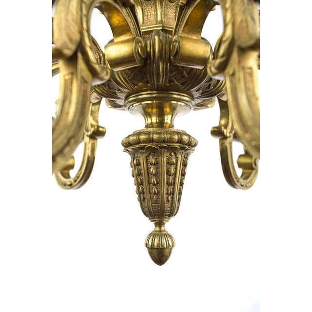 Antique Gilded Bronze Chandelier For Sale - Image 4 of 6