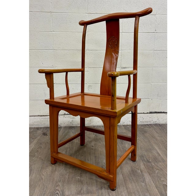 Chinese Antique Chinese Ming Style Horseshoe Back Armchair For Sale - Image 3 of 12