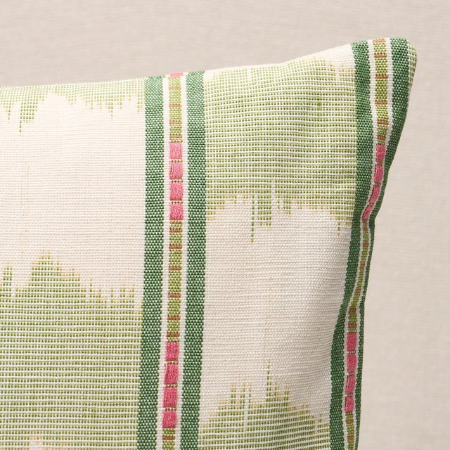 This pillow features Faye with a knife edge finish. A true warp print, Faye is a versatile multicolor ikat stripe made of...