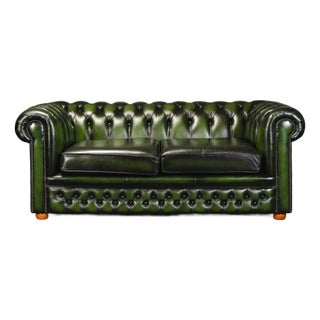 English Chesterfield Style Sofa in Leather For Sale