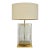 1980’s Hollywood Regency Etched Glass, Brass, & Lucite Table Lamp by Fredrick Ramond For Sale