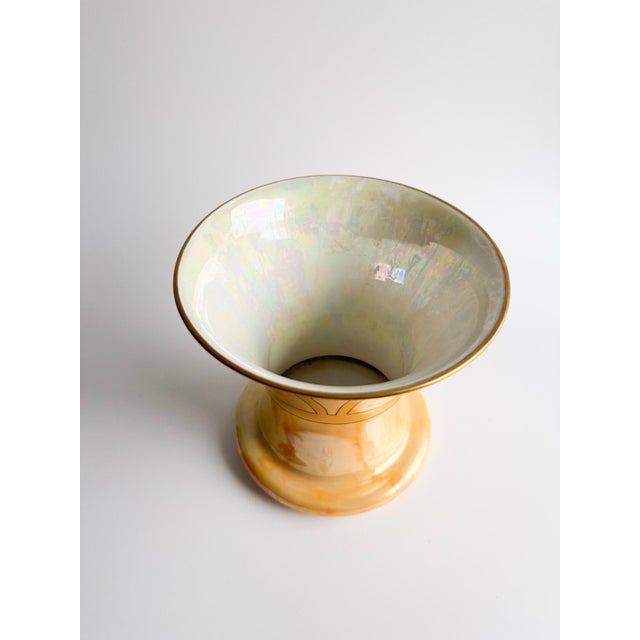 This elegant vintage porcelain vase features a classic Art Nouveau / Jugendstil form with a flared trumpet rim and...