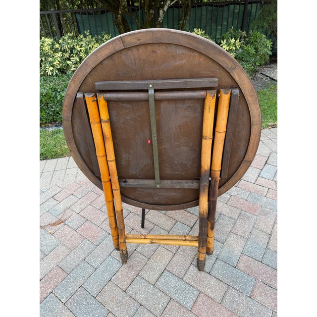 Black Bistro Set in Wood/Bamboo/Rattan and Metal, Three Piece For Sale - Image 8 of 11