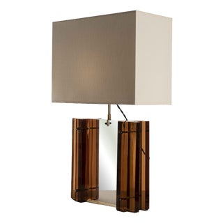 Architectural Smoked Acrylic Glass Table Lamp in the style of Roche Bobois, France, 1970s For Sale