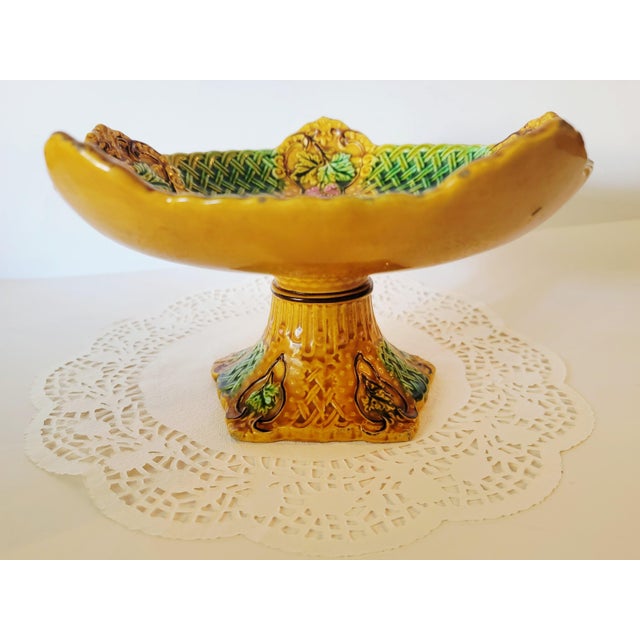 Mid 19th Century Antique Majolica Compote, 19th Century Serving Piece For Sale - Image 5 of 14