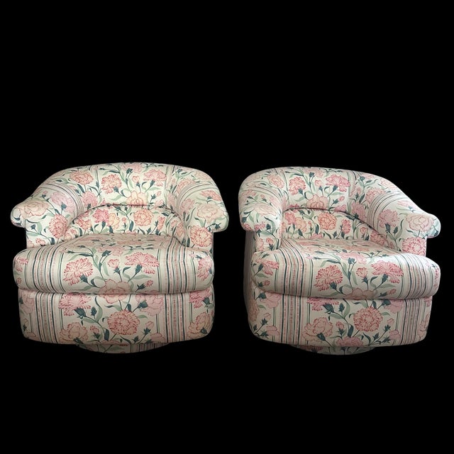 Directional 1980s Directional Mid Century Swivel Lounge Chairs - A Pair For Sale - Image 4 of 16