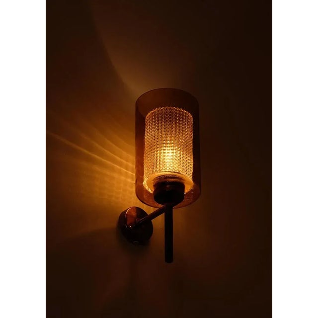 Brass and Glass Wall Lamp, Sweden, 1950s For Sale - Image 3 of 7