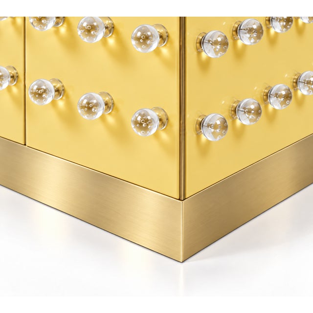 Not Yet Made - Made To Order Butter Yellow Murano Glass Cabinet with Brass Plinth from Justfurnituress SRL For Sale - Image 5 of 9