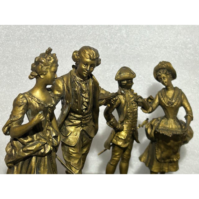French Provincial Antique 19th C. French Spelter Statues "Premieres Fleurs" by Ernest Rancoulet - Pair For Sale - Image 3 of 11