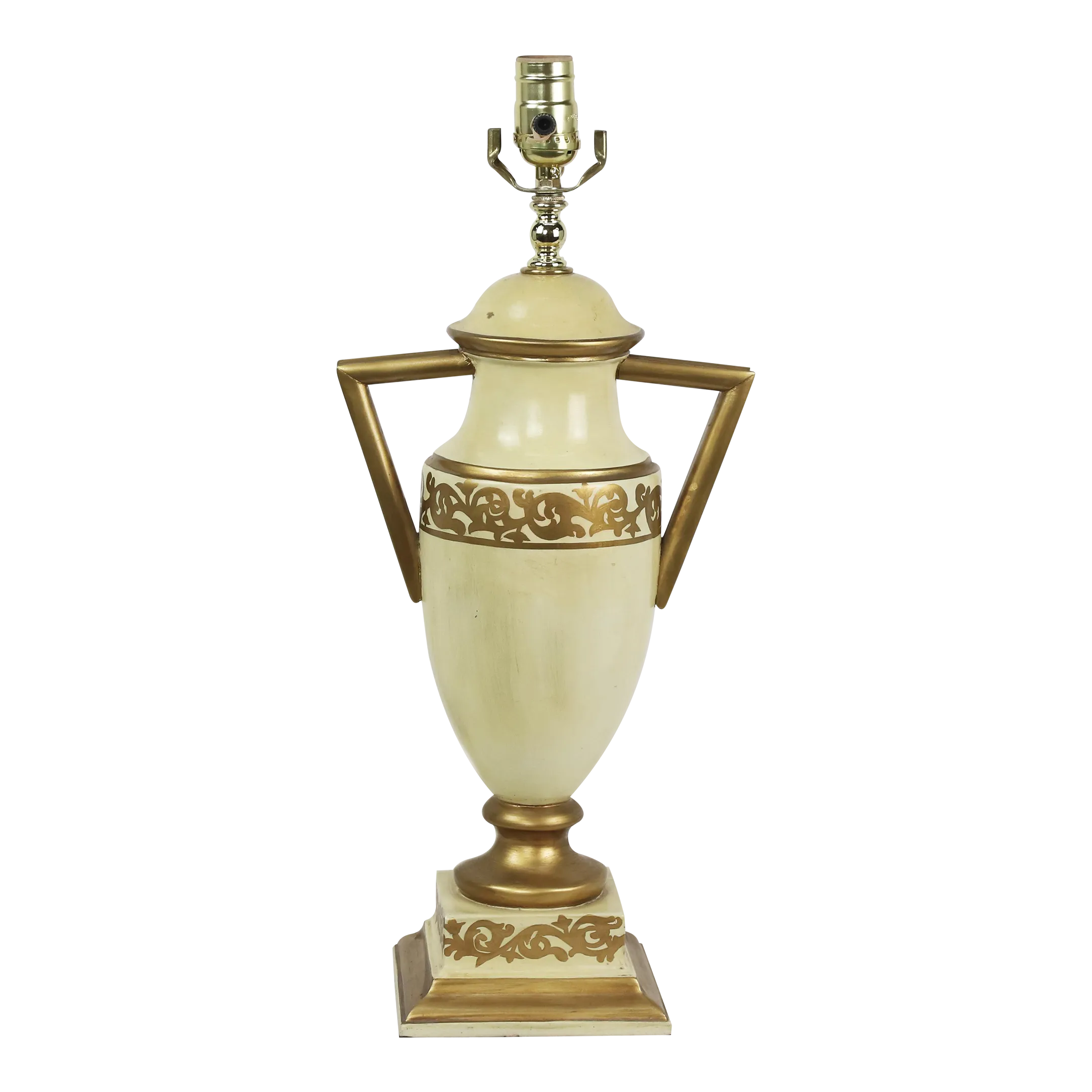Retro Yellow Hand Painted Gold Pattern Trophy Table Lamp