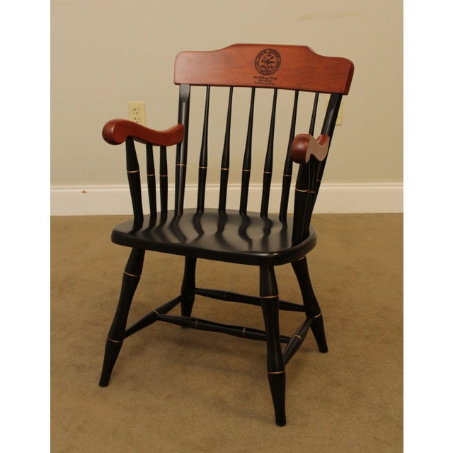 High Quality Solid Wood Frame Black Painted Spindle Back Armchair Engraved Back