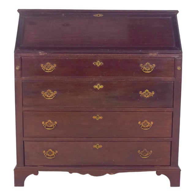 Antique Portuguese Paper Chest of Drawers in Dark Wood For Sale