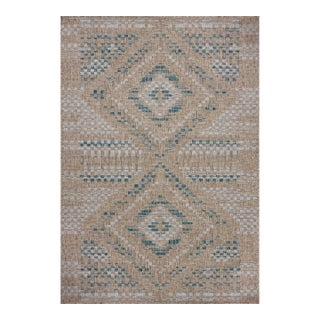 Amber Lewis x Loloi Topanga Natural / Aqua 7'-10" x 10' Area Rug For Sale