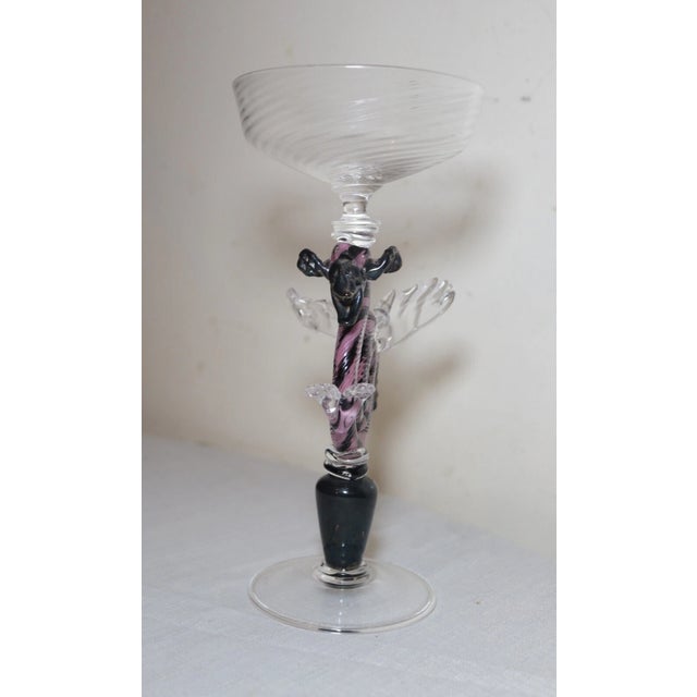 1990s Share Hand Blown Dragon Venetian Murano Art Studio Glass Goblet Chalice Stemware Cup For Sale In New York - Image 6 of 11