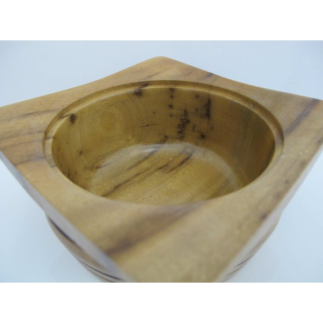 Wood Vintage 1976 Hand Turned Wood Geometric Circular Box With Dome Lid For Sale - Image 7 of 10