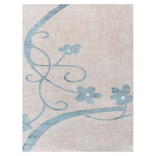 Modern Floral Tibetan Handmade of Silk and Wool Rug by Doris Leslie Blau For Sale
