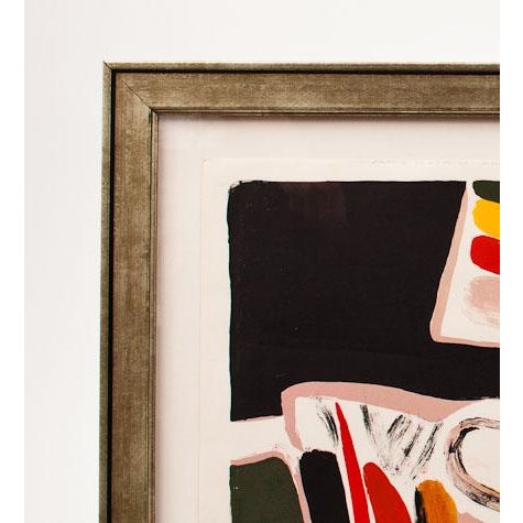 Mid-Century Modern 1970s Pierre Celice Abstract Lithograph, Framed For Sale - Image 3 of 6