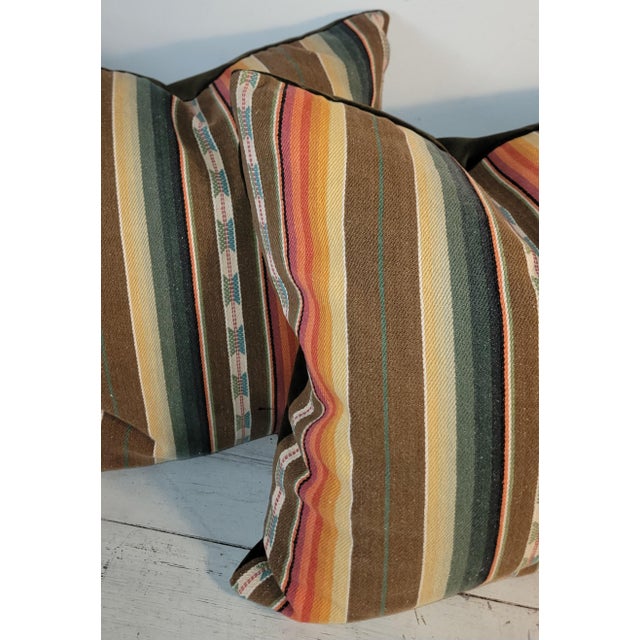 1960s Pair of Linen Serape - Ralph Lauren Pillows For Sale - Image 5 of 5
