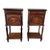 Pair Louis XVI Style Ormolu Mounted Marquetry Mahogany Marble Top Bedside Tables, 19th Century For Sale