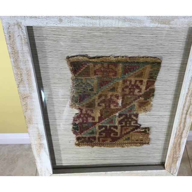 Wood Pre Colombian Antique Peruvian Textile Fragment For Sale - Image 7 of 12