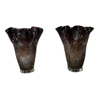 Contemporary Bradburn Art Glass Hurricane Table Lamps - a Pair For Sale