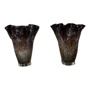 Contemporary Bradburn Art Glass Hurricane Table Lamps - a Pair