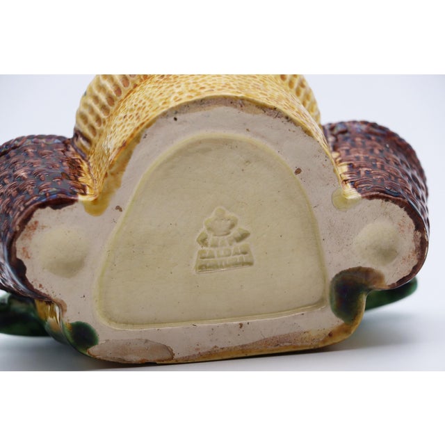 19th Century, Antique Portuguese Palissy Ware Inkwell, Earthenware, Manuel Mafra For Sale - Image 12 of 12