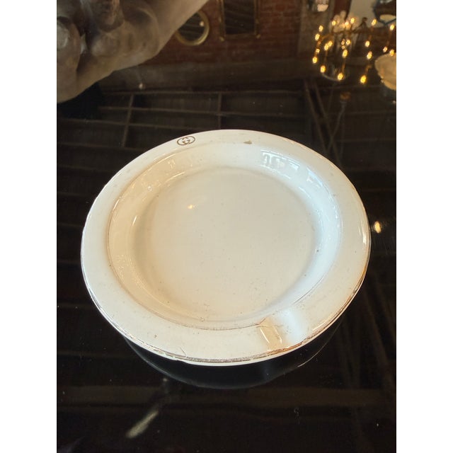 Ceramic Vintage Gucci White Ceramic Ashtray With Interlocking Gg Logo For Sale - Image 7 of 7