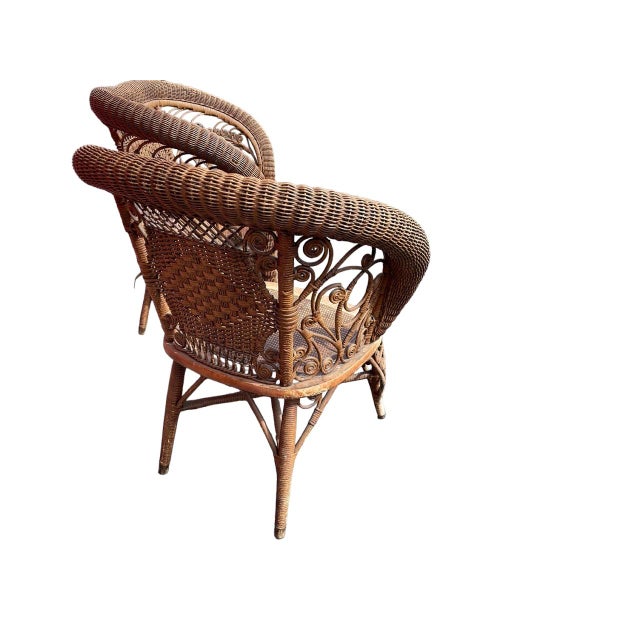 1940s Wicker Settee and Chair For Sale In Detroit - Image 6 of 12
