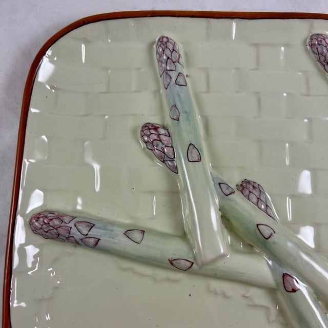 Late 19th Century Émile Gallé St Clément Art Nouveau Trompe l'Oeil French Asparagus Plate, 1870 For Sale - Image 5 of 13