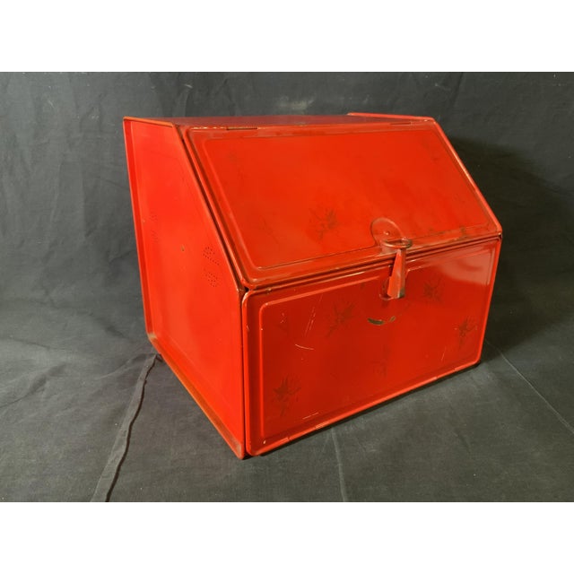 Vintage Red Metal Bread Box Chairish