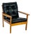 Vintage Scandinavian Lounge Chair in Black Leather and Wood, 1960s For Sale