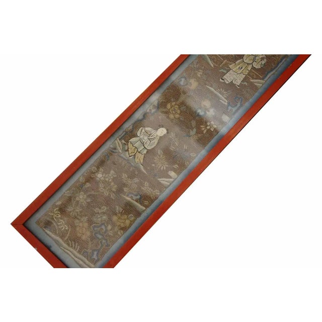 Metal Antique Textile Small Scatter Size Silk & Metallic Thread Brown Earth Tone, Red For Sale - Image 7 of 7